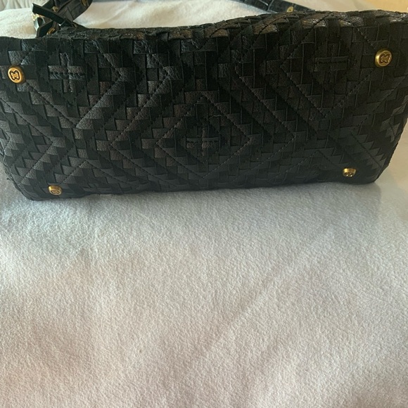 Vtg Eric Javitz NY Tote Designer Black Leather Woven Bag Adjustable Shoulder New - Picture 7 of 14
